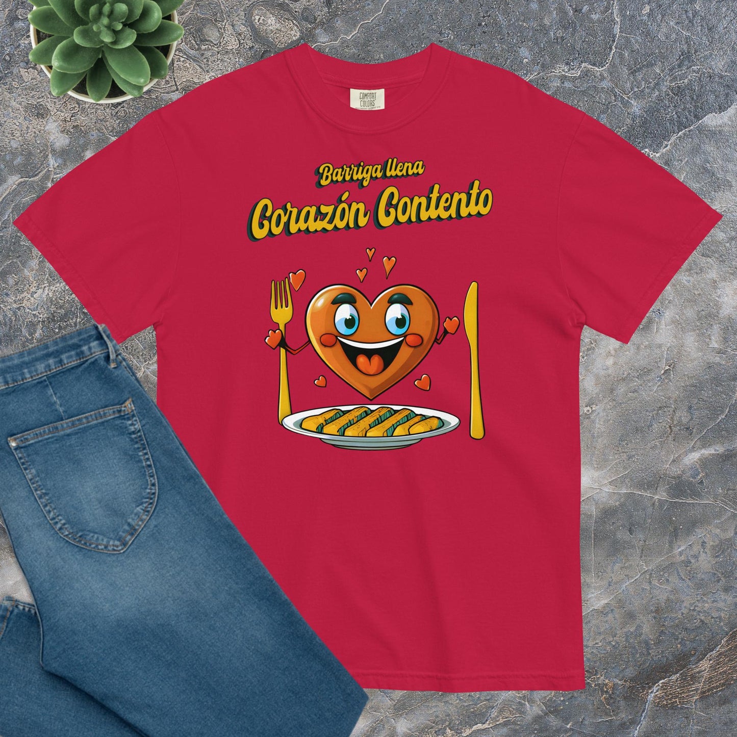 Camiseta Confort Unisex A - A barriga llena corazón contento