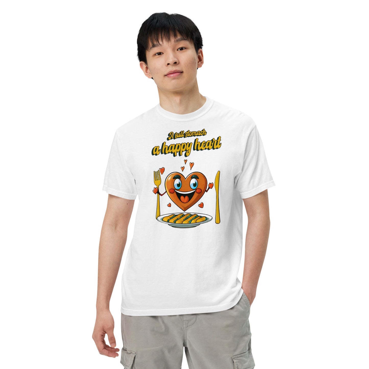 Comfort Unisex T-shirt B - Full stomach, happy heart!