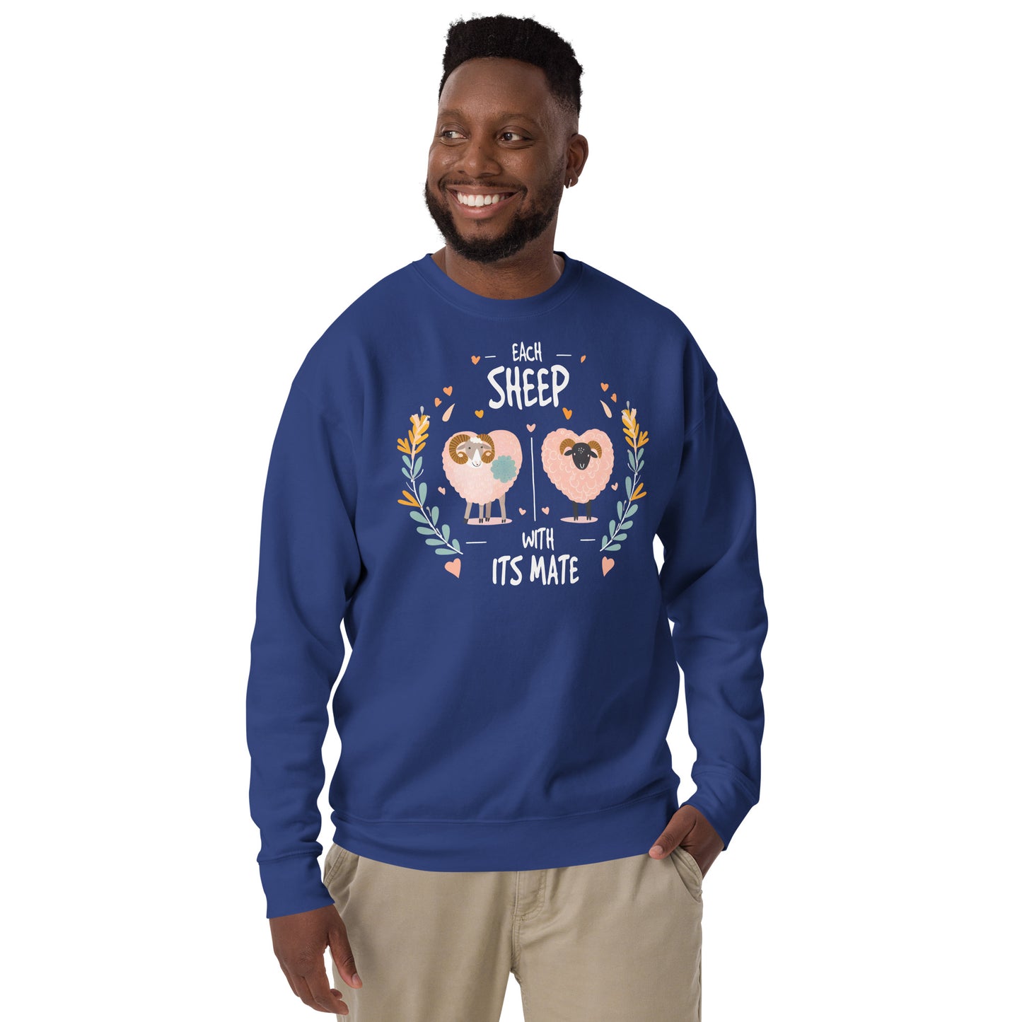 Premium unisex cotton sweatshirt - Each sheep with its mate